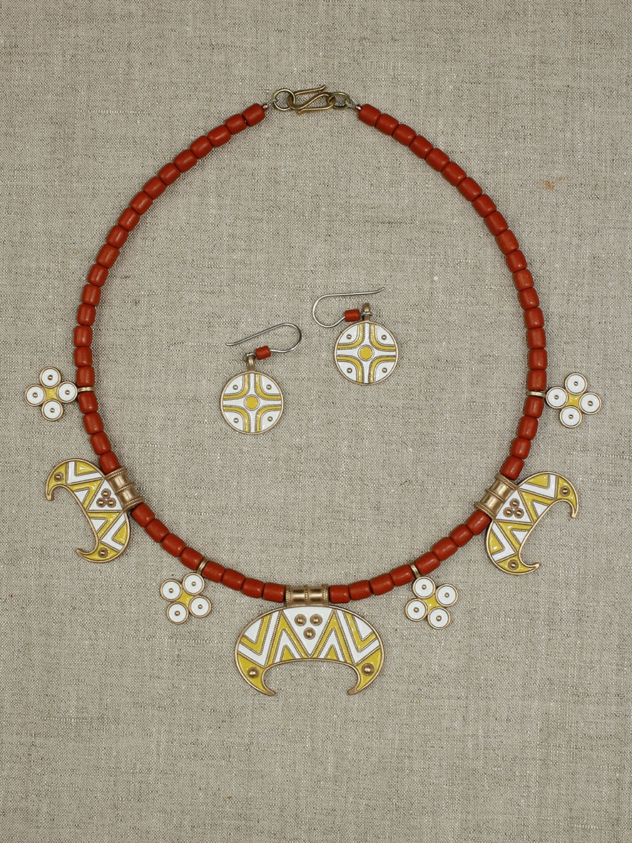 Гарнітур «Лунниця». 2016. Бронза, литво, гаряча емаль